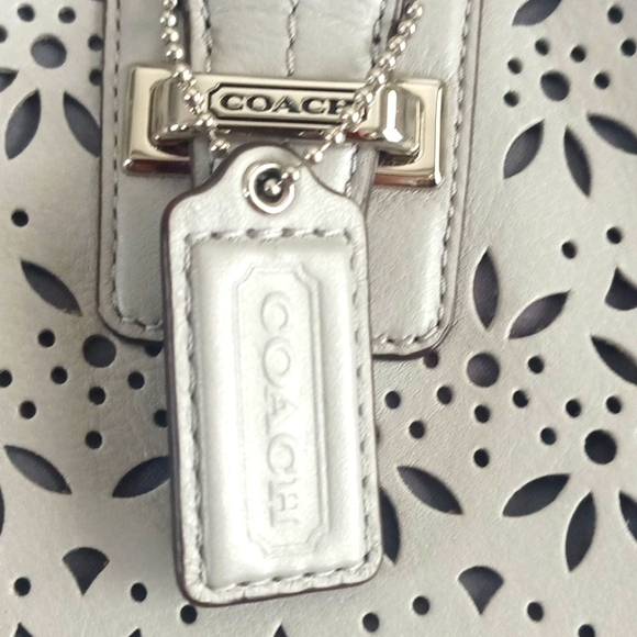 Coach Taylor Eyelet Leather Satchel /Shoulder Bag Putty Grey - Picture 5 of 13